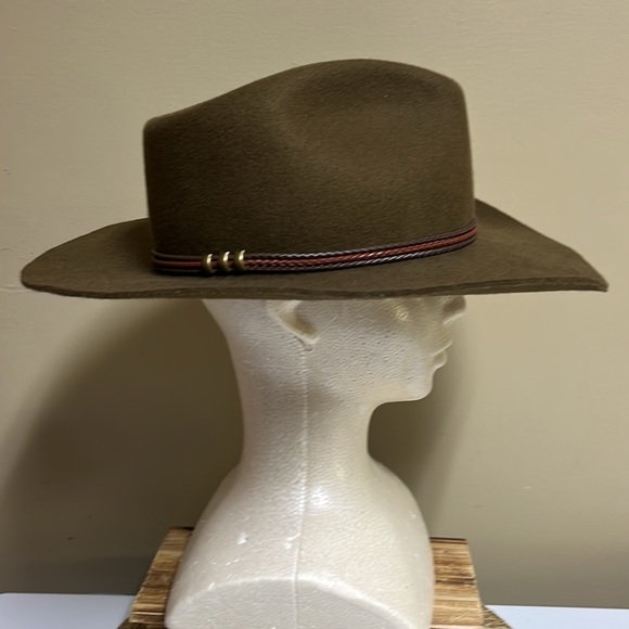 Stetson Olive Felt Hat with Dual-Tone Band - Picture 6 of 14